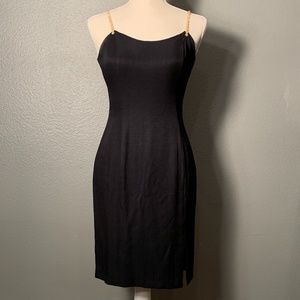 Black Fitted Dress with Gold Jewels